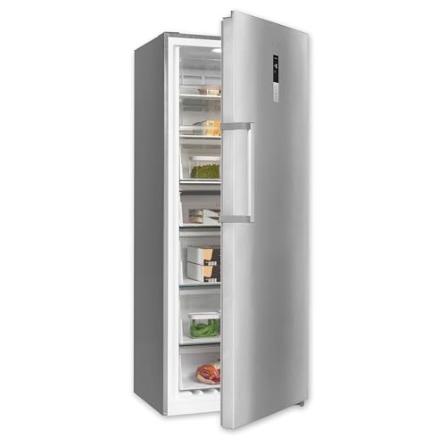 Exquisit Gefrierschrank, Tiefkühlschrank, 380 Liter, NoFrost, Kühlfunktion, Schnellgefrieren, Schnellkühlen, Alarm-Funktion, 4-Sterne-Gefrierfach, Gefrierschrank NoFrost groß, GS380-NF-H-050E inoxlook